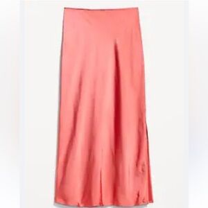 Babaton Salmon Satin Slip MIDI Skirt